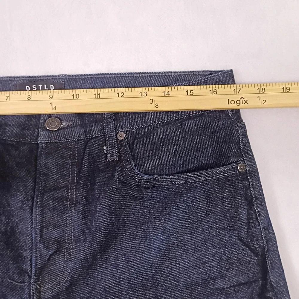 DSTLD Mens Straight Fit Selvedge Jeans Dark Indigo Blue 33x34 Button Fly - 34x33